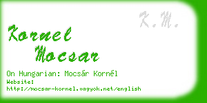 kornel mocsar business card