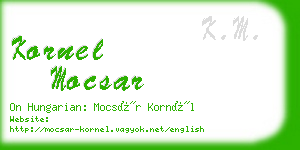 kornel mocsar business card